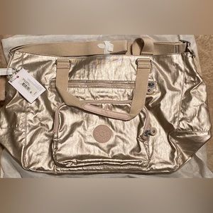 Gorgeous new with tags large Kipling bag in sparkly gold!